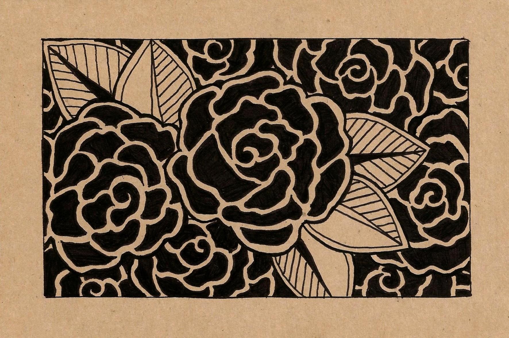 Drawing of black roses.