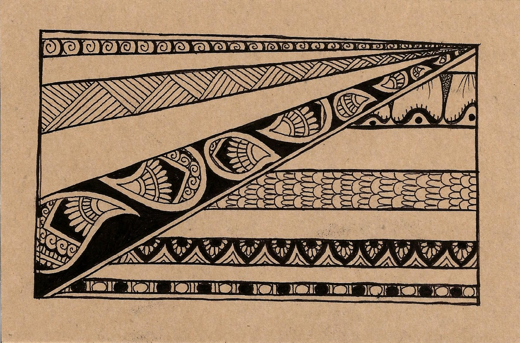 Drawing of diagonal and horizontal patterned lines.