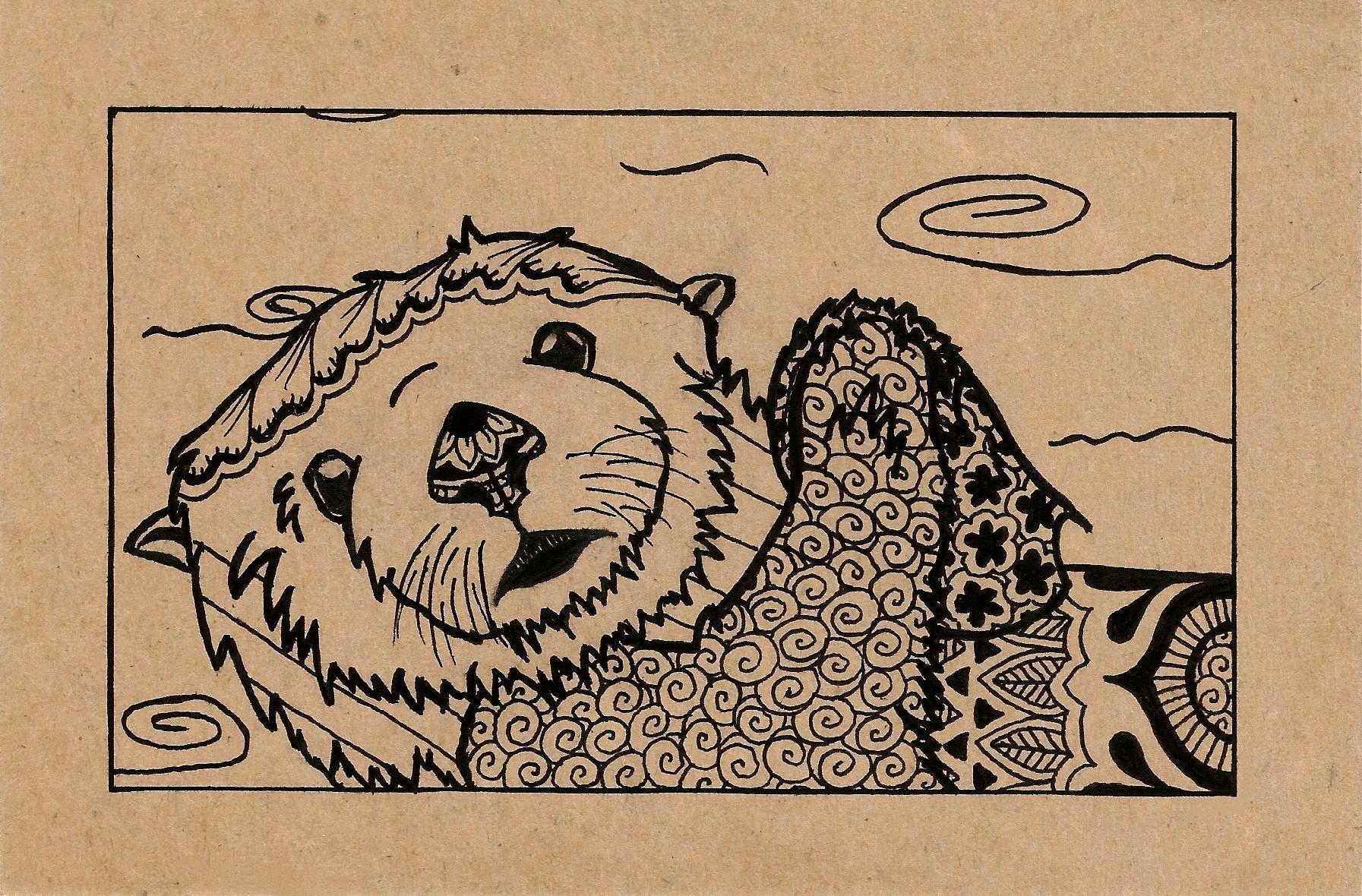 Drawing of sea otter.